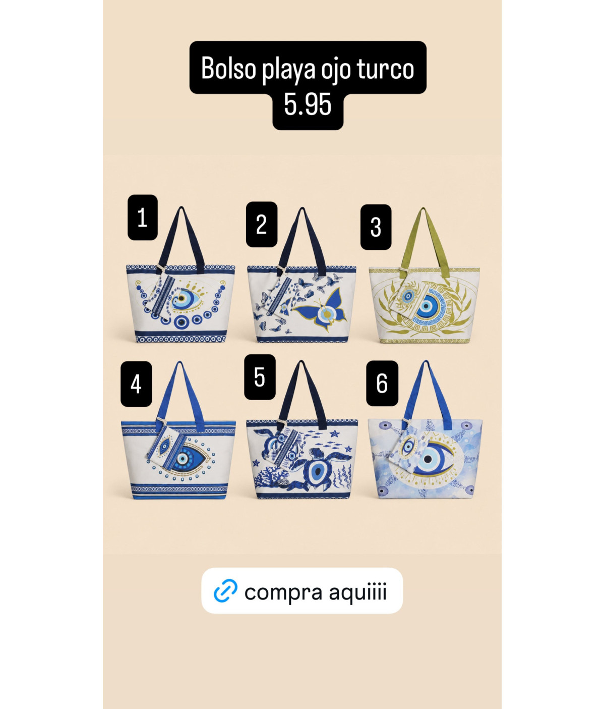Bolso playa ojo turco