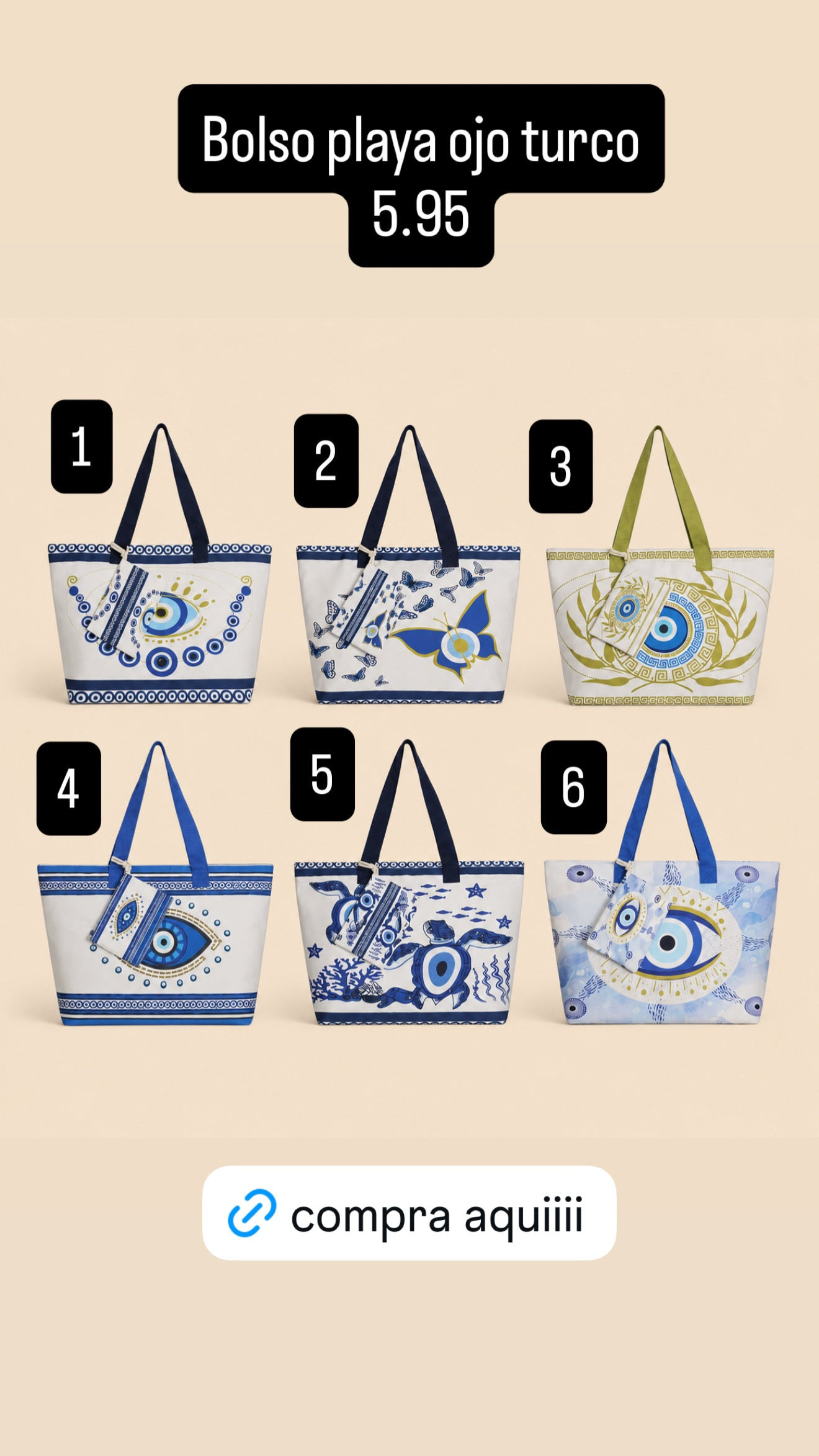 Bolso playa ojo turco