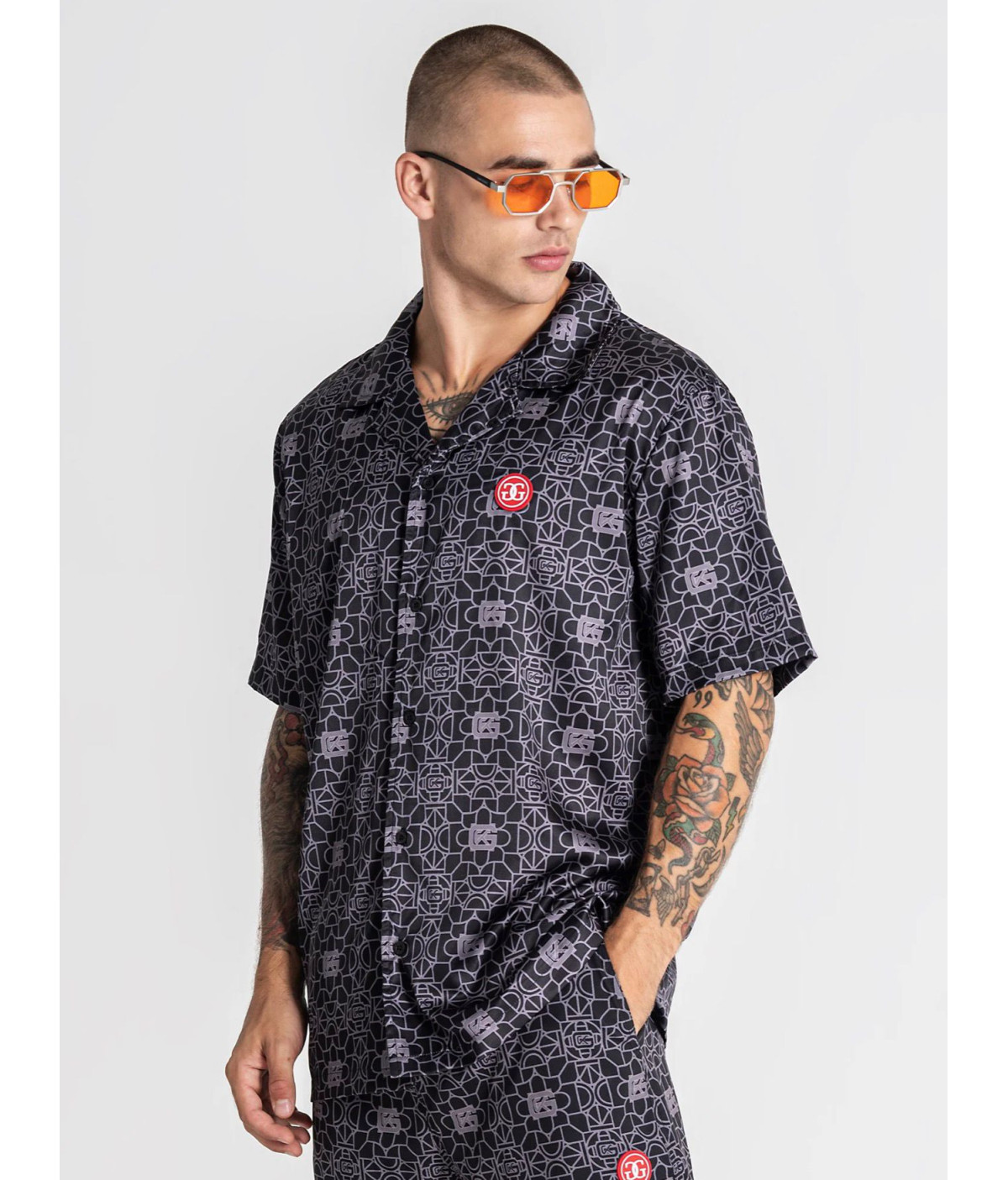 CAMISA DE SATÉN NEGRA TILED